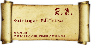 Reininger Mónika névjegykártya